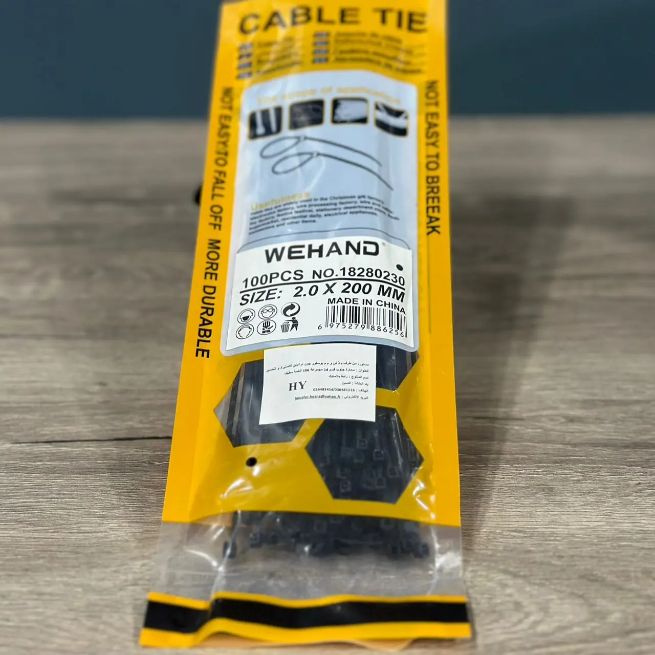 ATTACHE EN PLASTIQUE CABLE TIE WEHAND SIZE 2mm X 200mm NOIR 100PCS